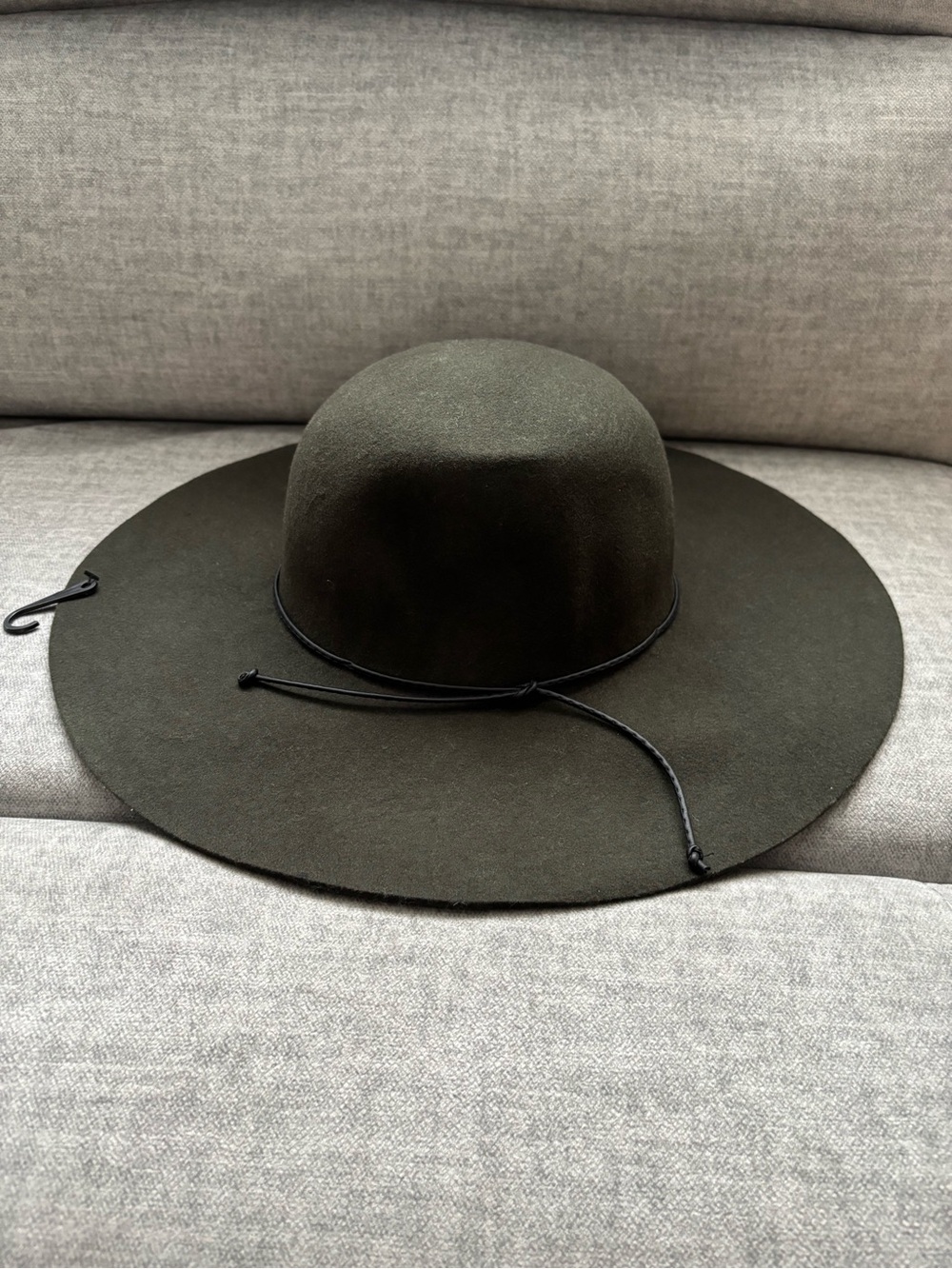 Forever 21 Olive Wide Brim Felt Fedora with Tie Band